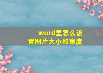 word里怎么设置图片大小和宽度