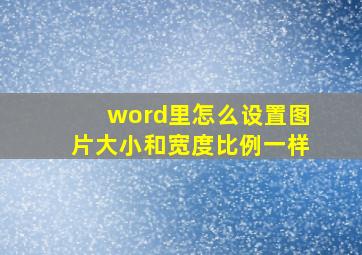 word里怎么设置图片大小和宽度比例一样