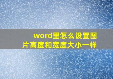 word里怎么设置图片高度和宽度大小一样