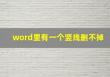 word里有一个竖线删不掉