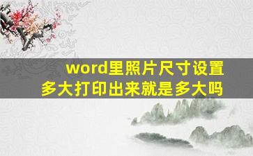 word里照片尺寸设置多大打印出来就是多大吗