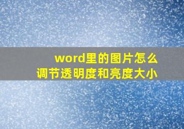 word里的图片怎么调节透明度和亮度大小