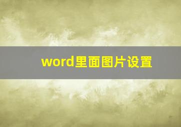 word里面图片设置