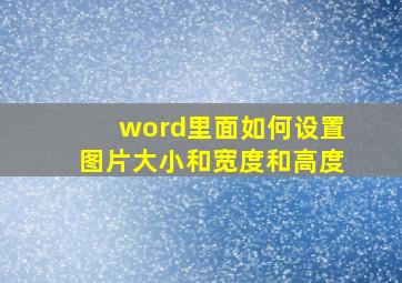 word里面如何设置图片大小和宽度和高度