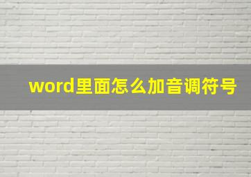 word里面怎么加音调符号