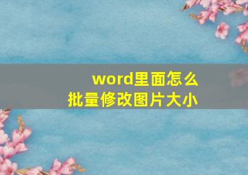 word里面怎么批量修改图片大小