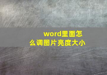 word里面怎么调图片亮度大小