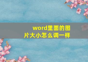 word里面的图片大小怎么调一样