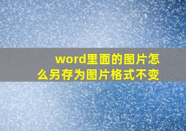 word里面的图片怎么另存为图片格式不变