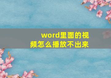 word里面的视频怎么播放不出来