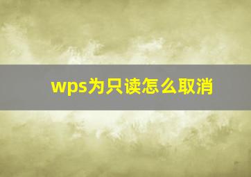 wps为只读怎么取消