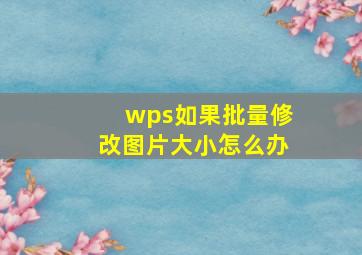 wps如果批量修改图片大小怎么办