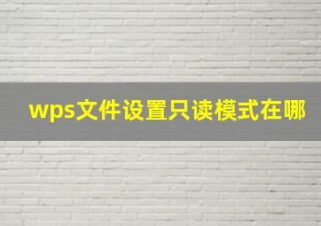 wps文件设置只读模式在哪