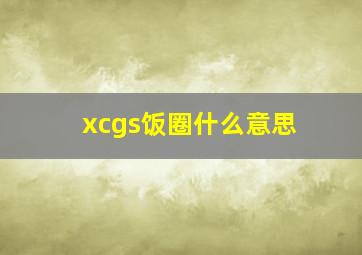 xcgs饭圈什么意思