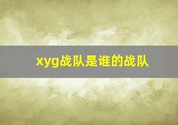 xyg战队是谁的战队