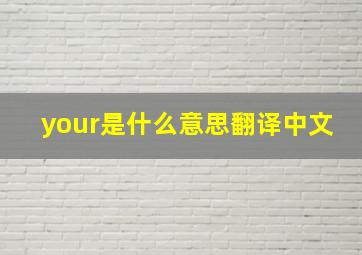 your是什么意思翻译中文