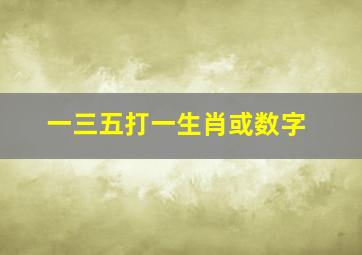 一三五打一生肖或数字