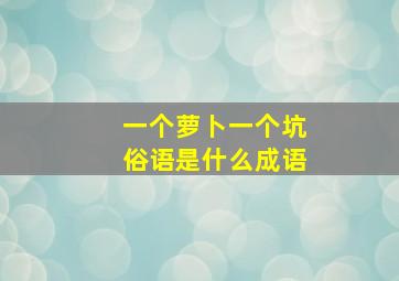 一个萝卜一个坑俗语是什么成语