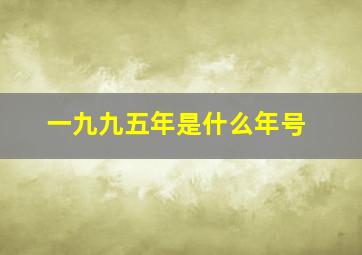 一九九五年是什么年号