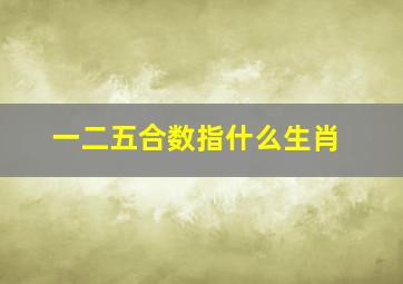 一二五合数指什么生肖