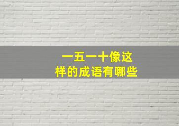 一五一十像这样的成语有哪些