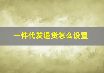 一件代发退货怎么设置