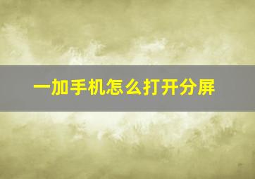 一加手机怎么打开分屏