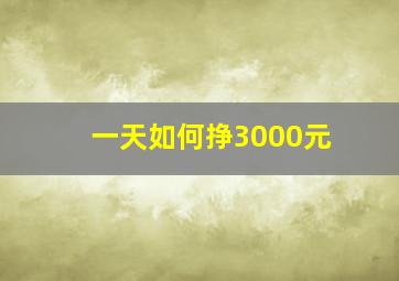 一天如何挣3000元