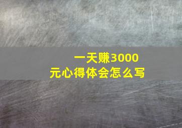 一天赚3000元心得体会怎么写