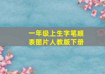 一年级上生字笔顺表图片人教版下册