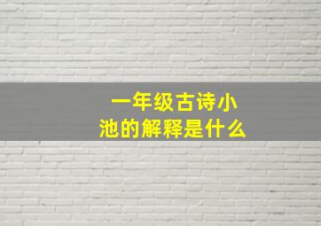 一年级古诗小池的解释是什么