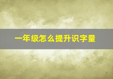 一年级怎么提升识字量