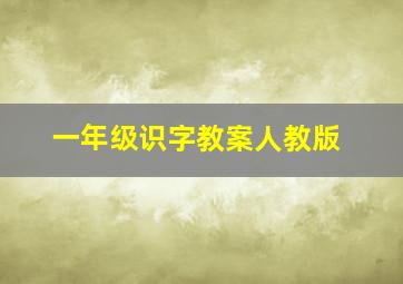 一年级识字教案人教版