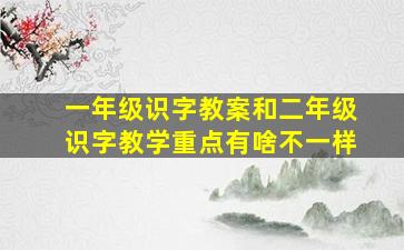 一年级识字教案和二年级识字教学重点有啥不一样