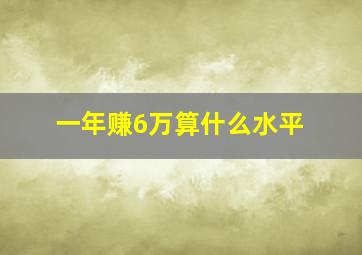 一年赚6万算什么水平