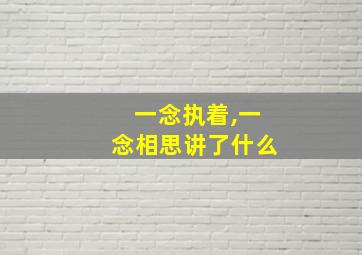 一念执着,一念相思讲了什么