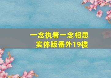 一念执着一念相思实体版番外19楼