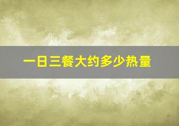 一日三餐大约多少热量