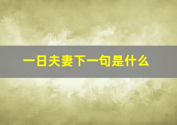 一日夫妻下一句是什么