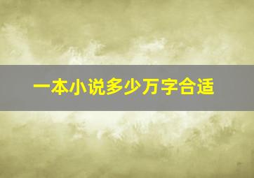 一本小说多少万字合适