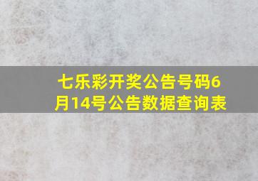 七乐彩开奖公告号码6月14号公告数据查询表