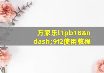 万家乐l1pb18–9f2使用教程