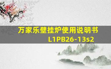 万家乐壁挂炉使用说明书L1PB26-13s2