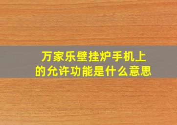 万家乐壁挂炉手机上的允许功能是什么意思