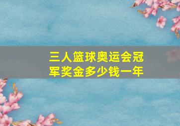 三人篮球奥运会冠军奖金多少钱一年