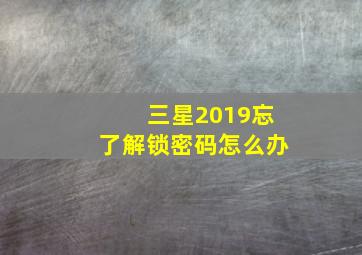 三星2019忘了解锁密码怎么办