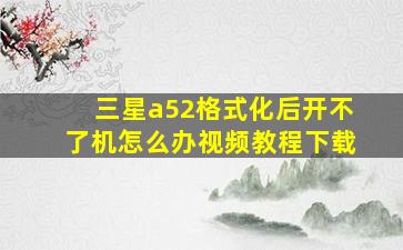 三星a52格式化后开不了机怎么办视频教程下载