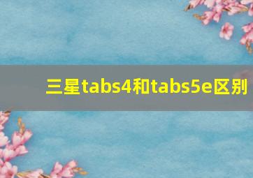 三星tabs4和tabs5e区别