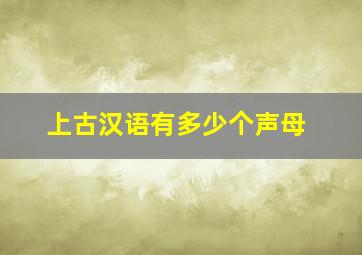 上古汉语有多少个声母