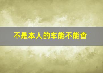 不是本人的车能不能查